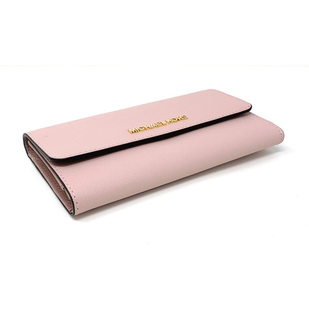 NWT Michael Kors Jet Set Travel Large Trifold Wallet Blossom Pink Fawn